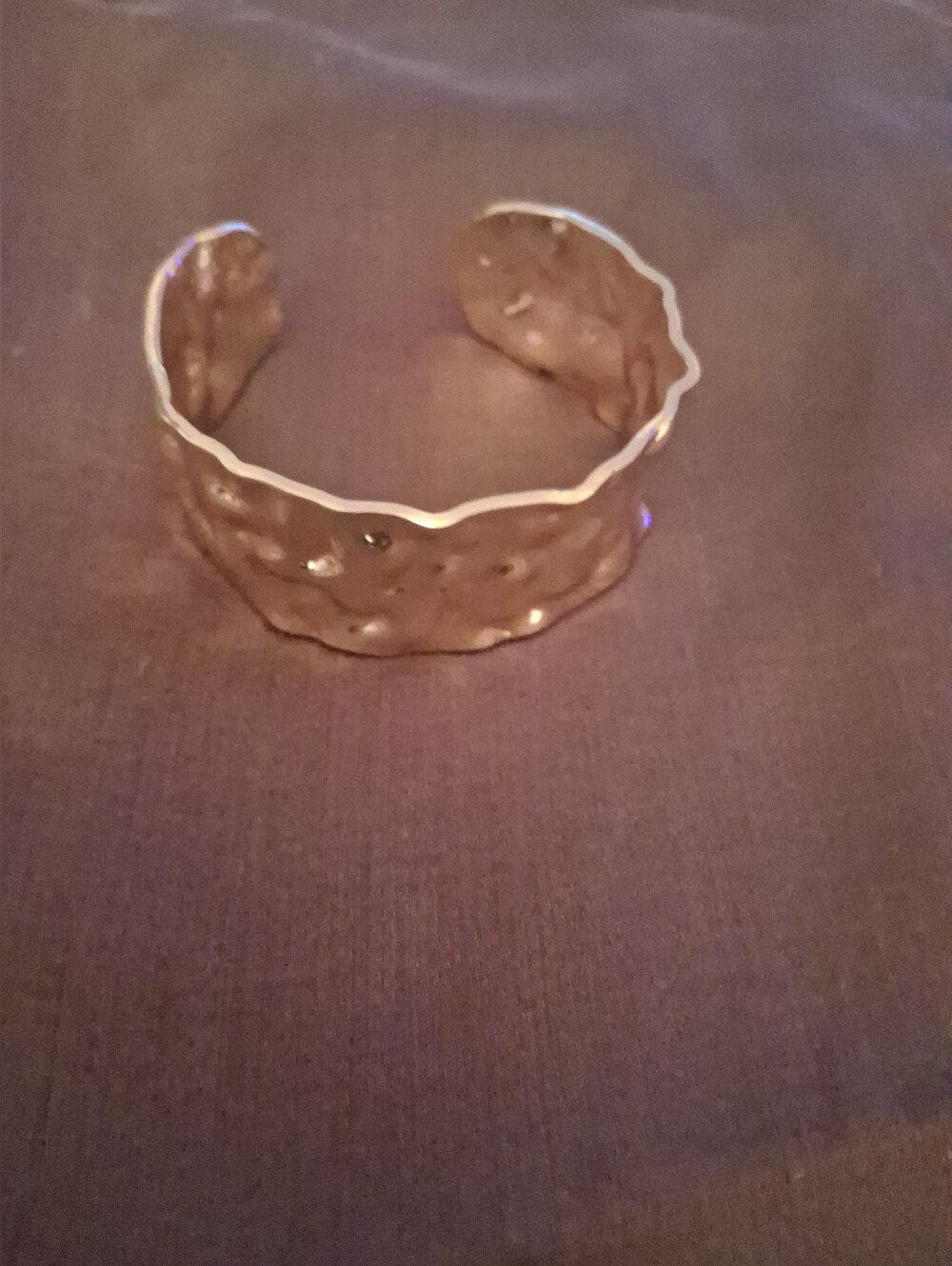 Gold Nugget Textured Cuff Bracelet – Women Jewelry - Picture 3 of 3